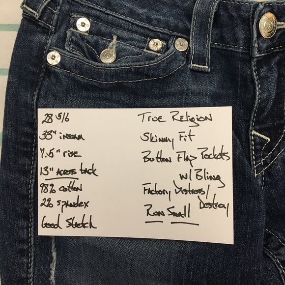 💙👖CUTE! TRUE RELIGION SKINNY👖💙28 5/6 33” SMALL - Picture 6 of 8